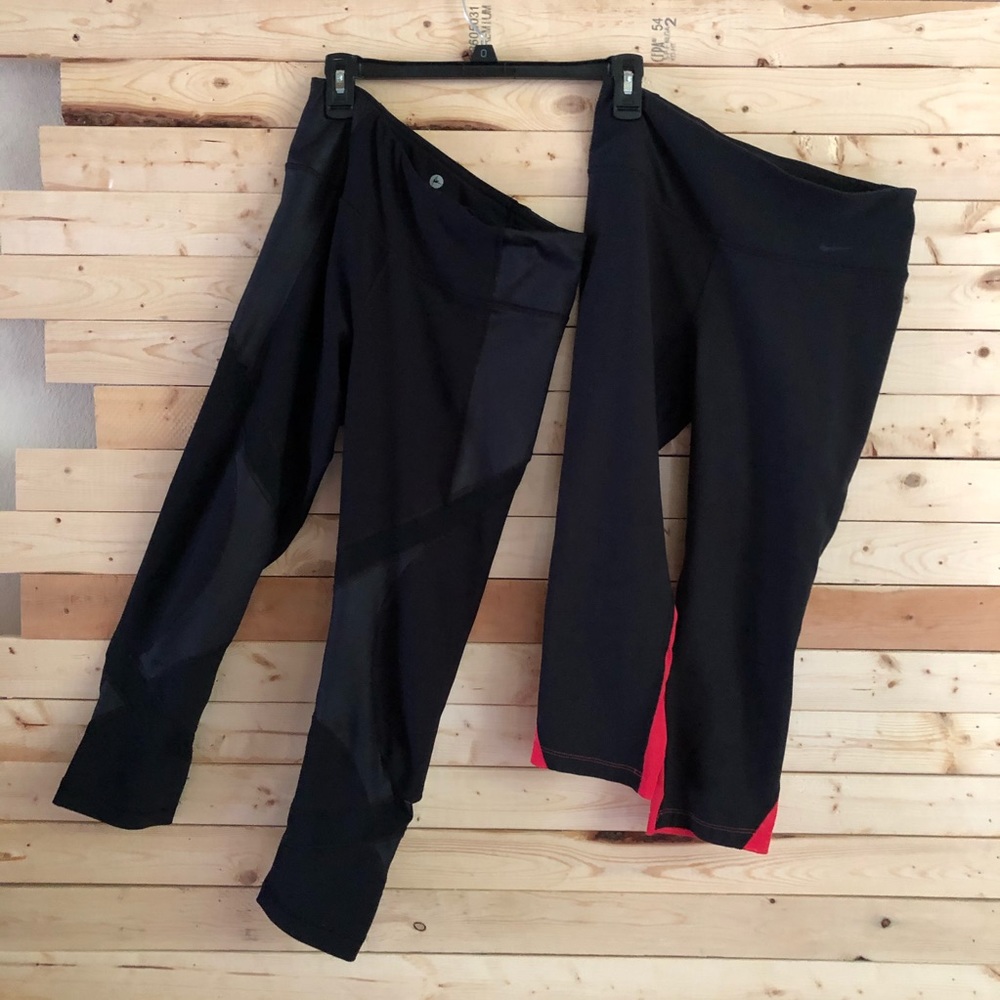 Bundle of 2 Women’s Black Nike & 90 degree Activewear legging Capri Pants size S